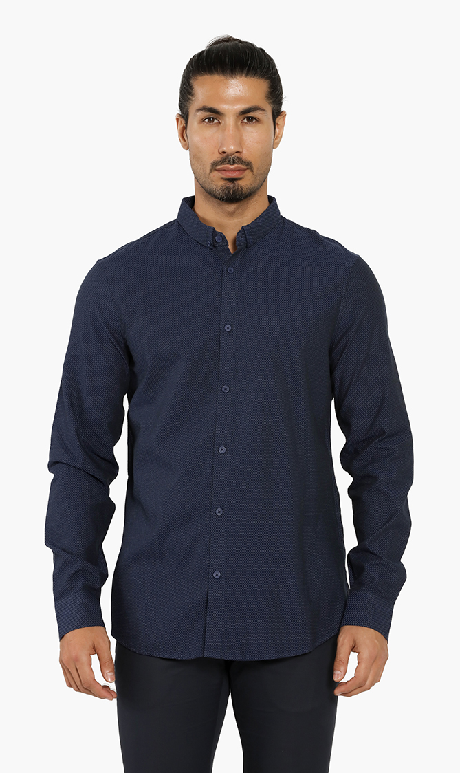 

Slim Fit Jacquard Long Sleeves Shirt