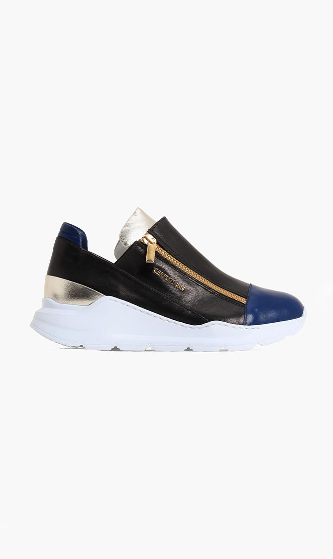 

Cerruti Zipped Leather Sneakers