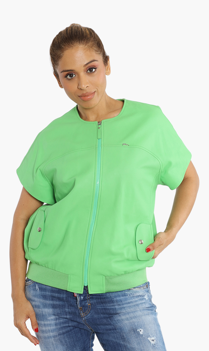 

Longchamp Short Sleeves Leather Jacket