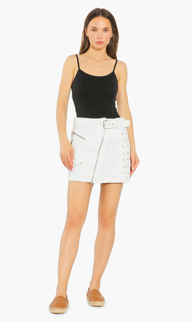 

Leather Mini Skirt, White