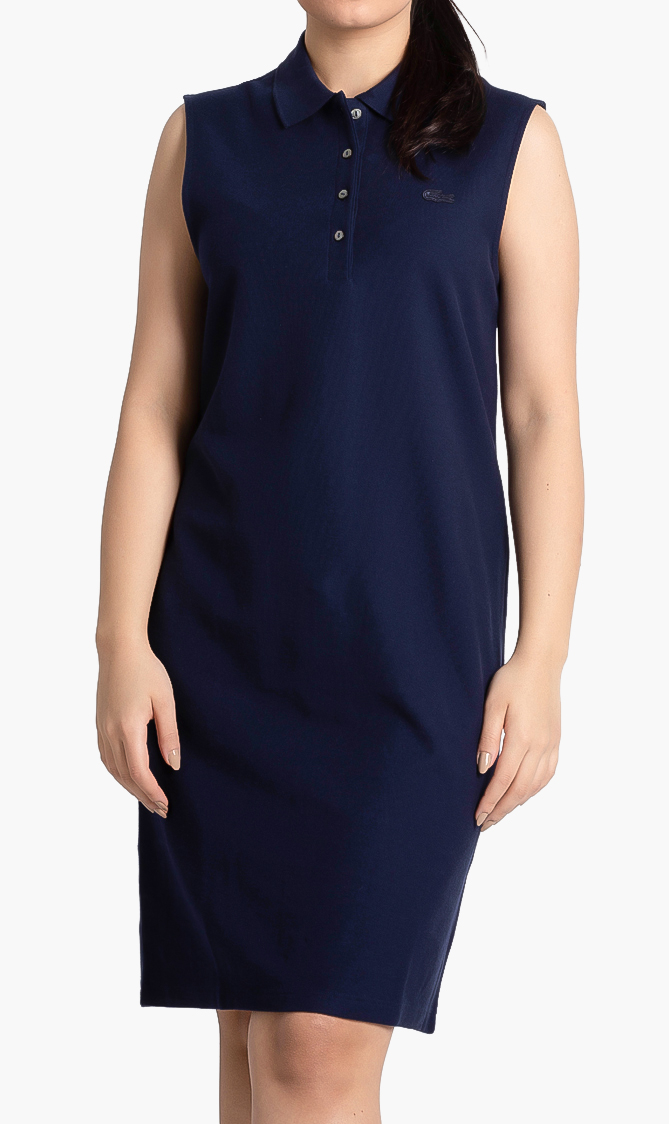 LACOSTE Classic Fit Navy Shirt Dress