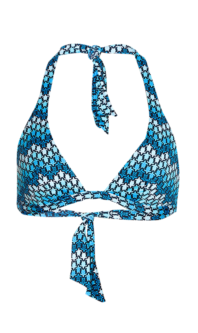 

Fleche Turtle Print Halter Bikini Top