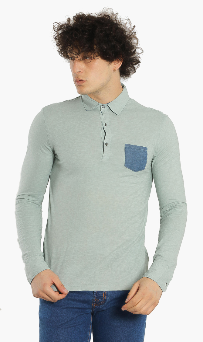 

JACOB COHEN Contrast Pocket Long Sleeve Polo