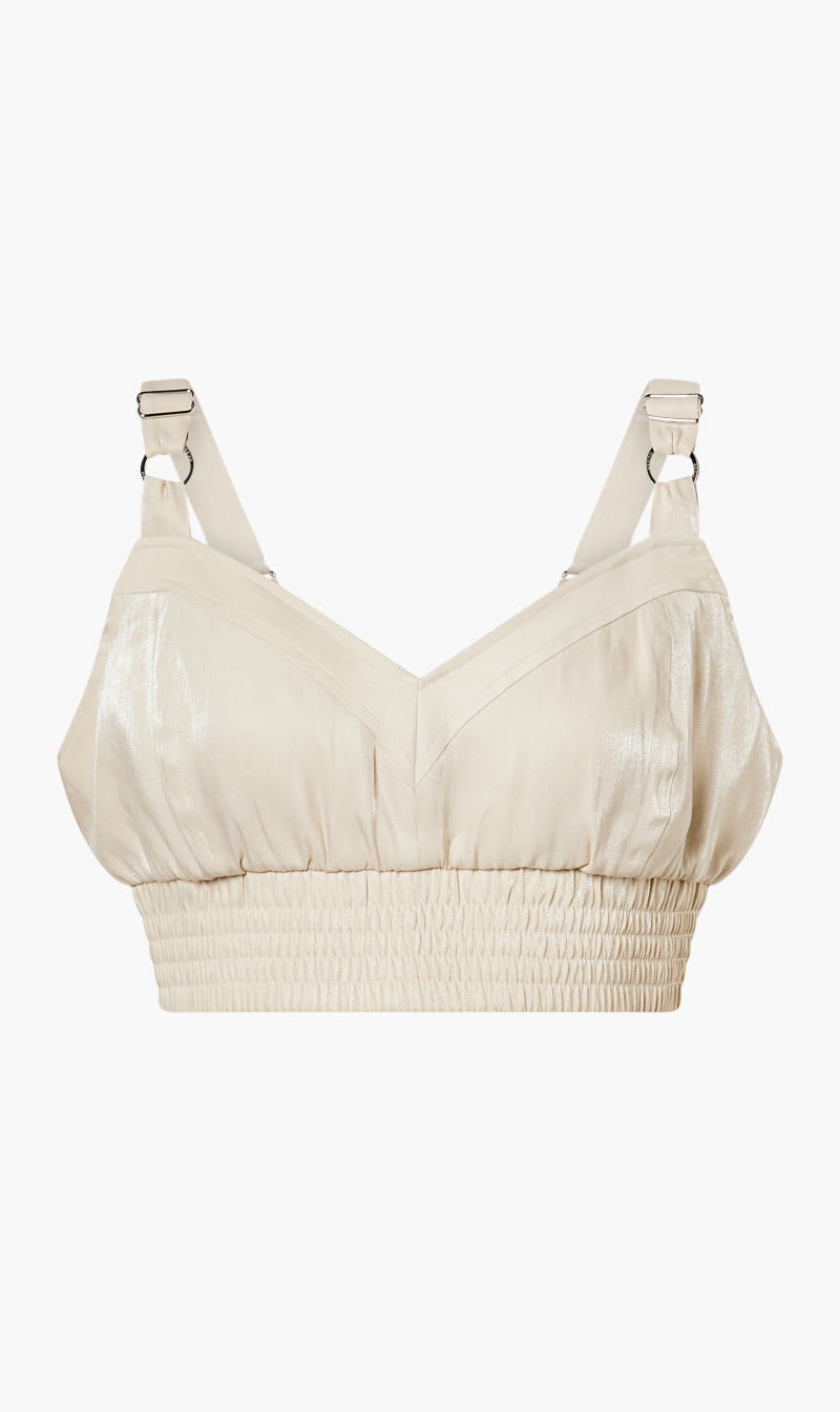 

Guess Beige Sl Emma Cropped Top for Women | The Deal Outlet
