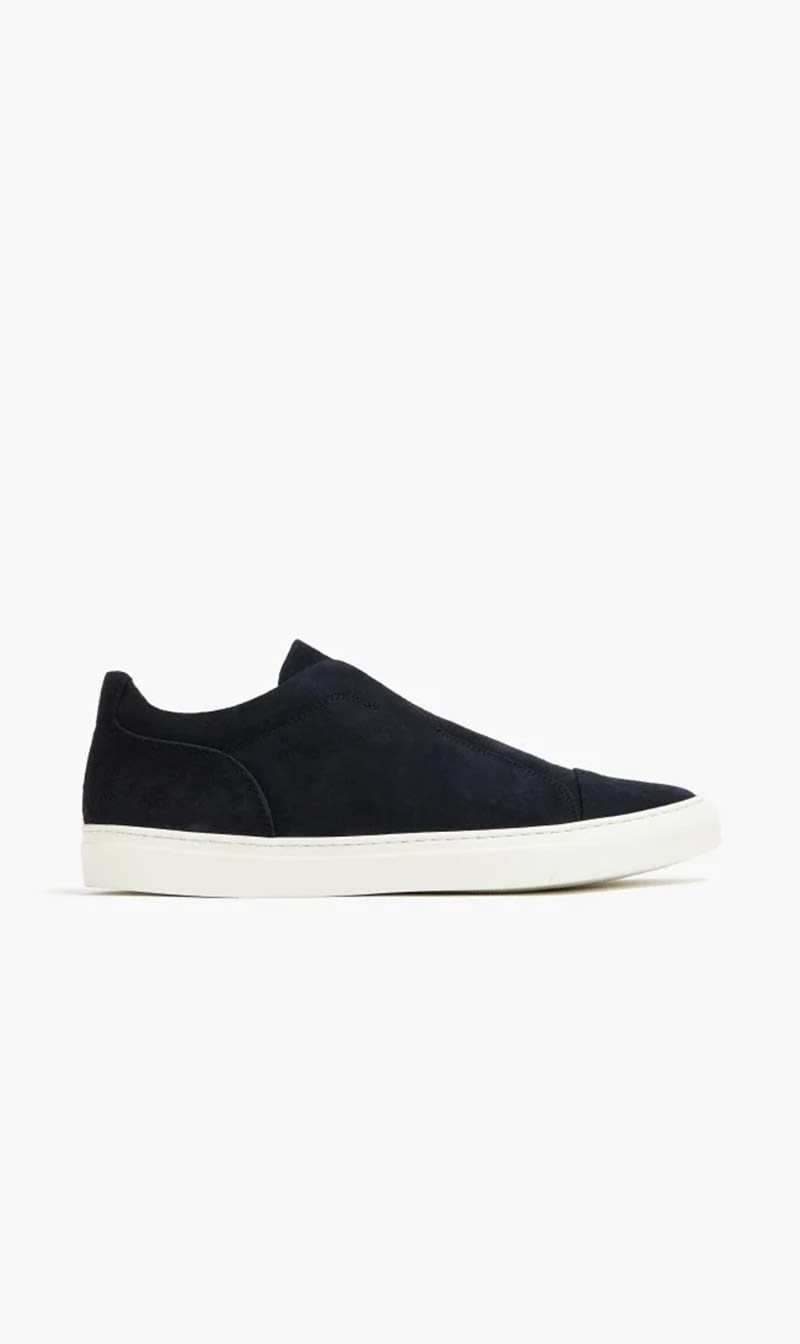 

Harry's Of London Blue Aaron Suede Dark Navy Trainer Alabaster for Men | The Deal Outlet