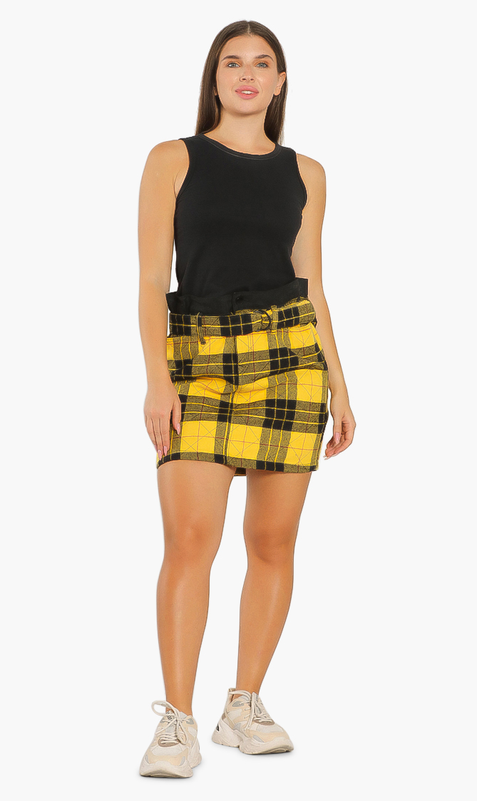

Checkered Mini Skirt, Yellow