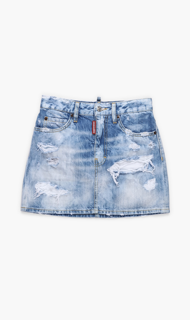 

Dsquared2 Distressed Denim Mini Skirt