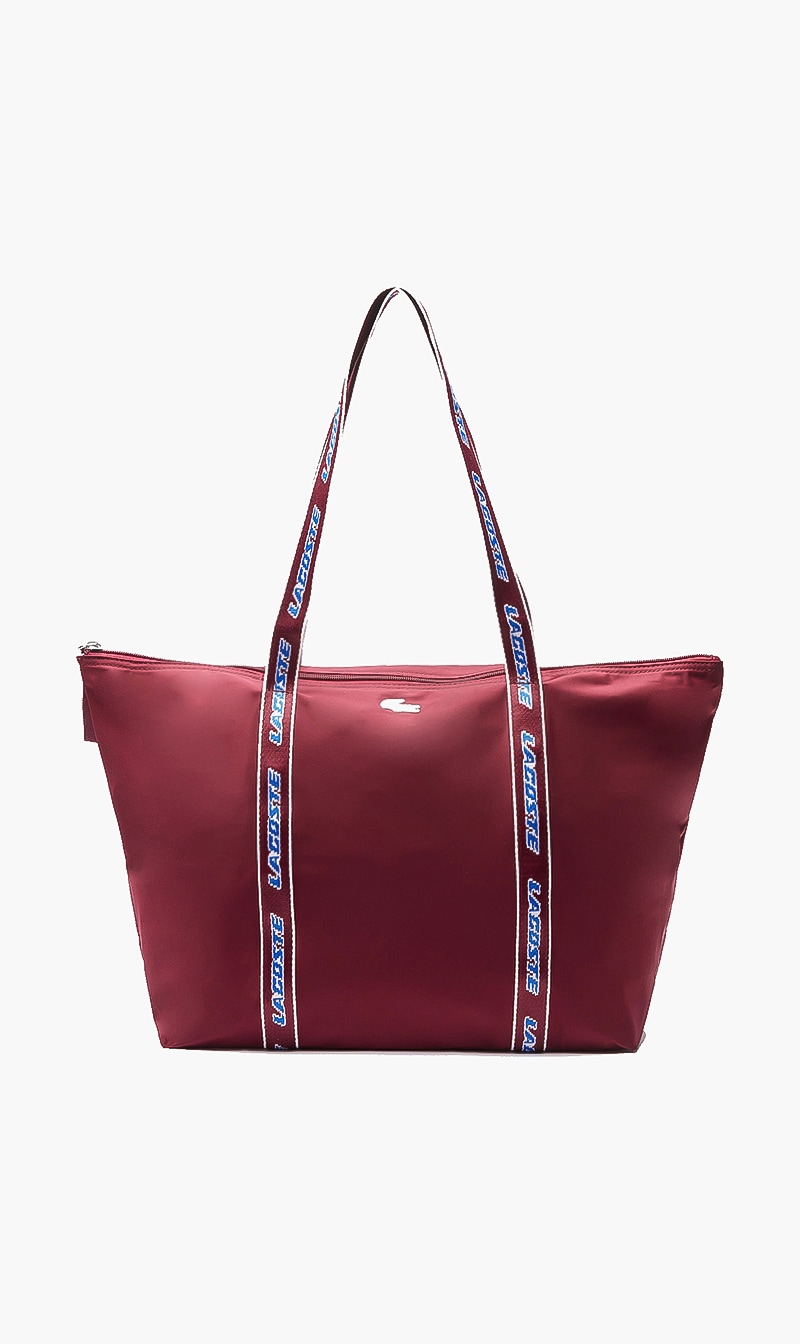 

Colorblock Branded Handle Shopping Bag, Red
