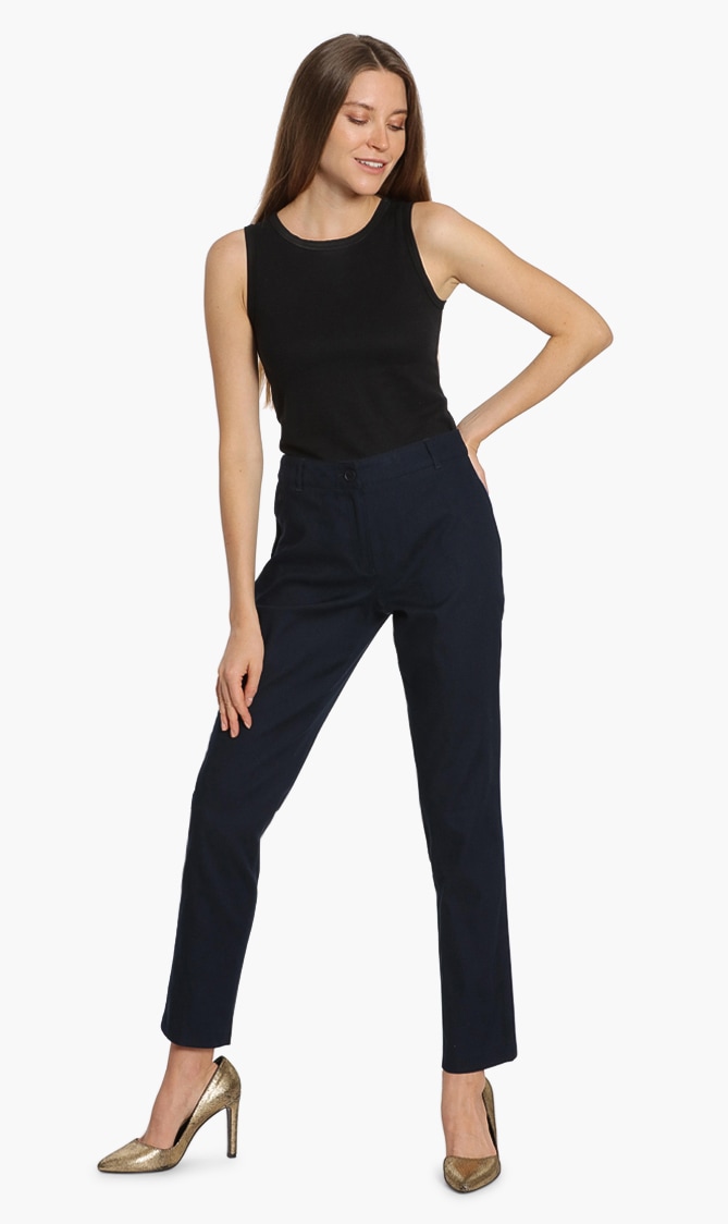 

Slim Fit Piping Pique Pants, Blue