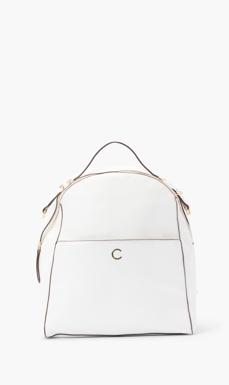 

Solid Leather Backpack, White