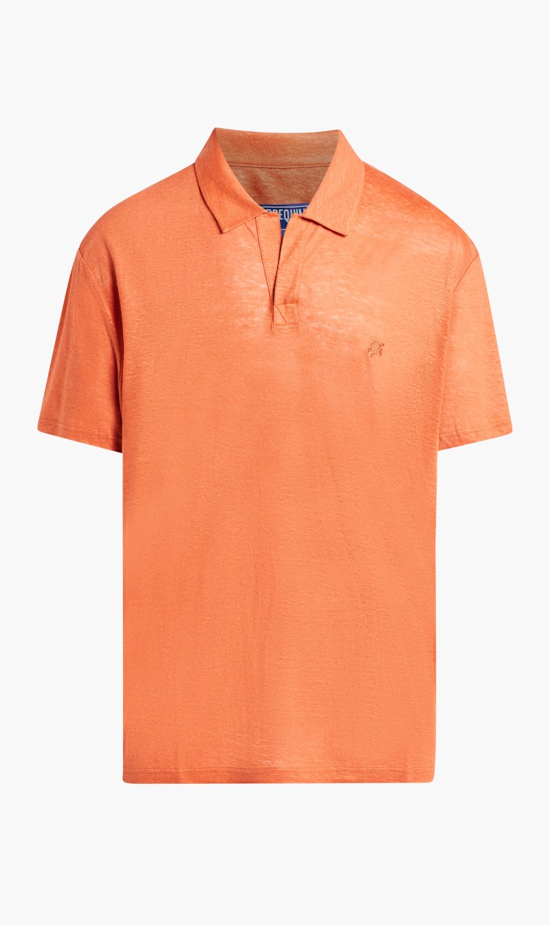 

Vilebrequin Light Orange Pyramid Linen Polo Shirt for Men | The Deal Outlet