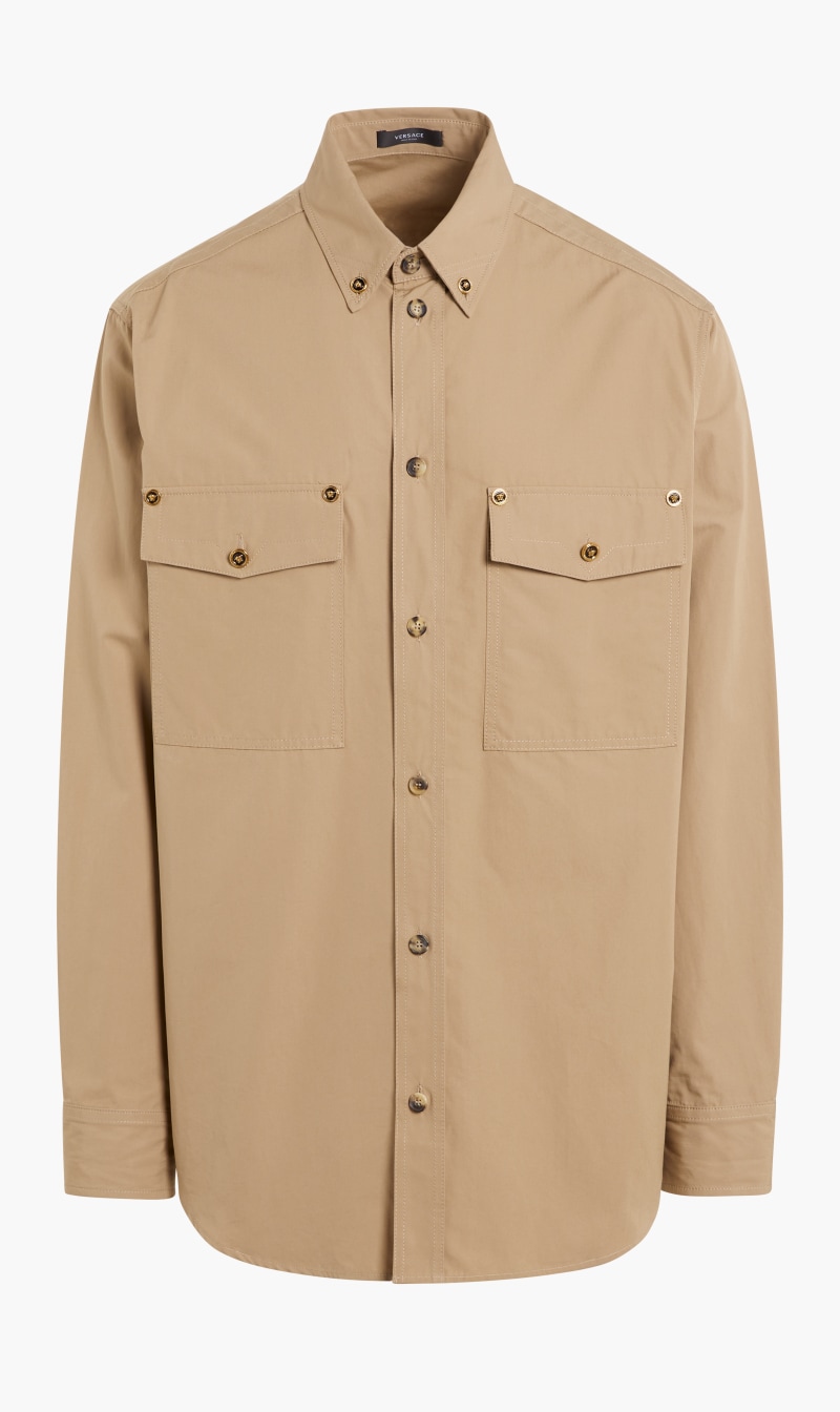 

Versace Beige Utility Shirt Informal Cttn Ppln Solid for Men | The Deal Outlet