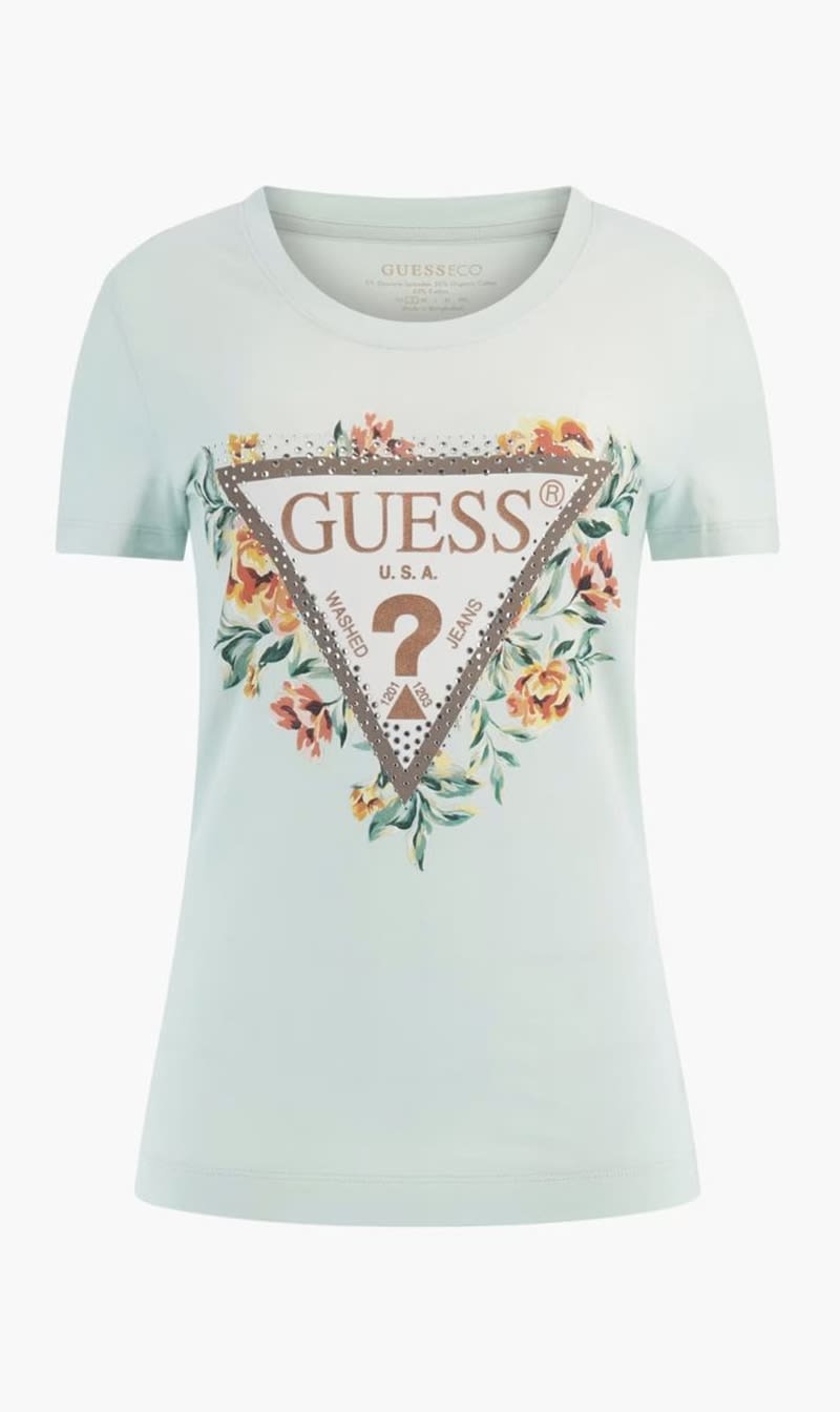 

Guess Green Triangle Floral T-shirt for Women | The Deal Outlet