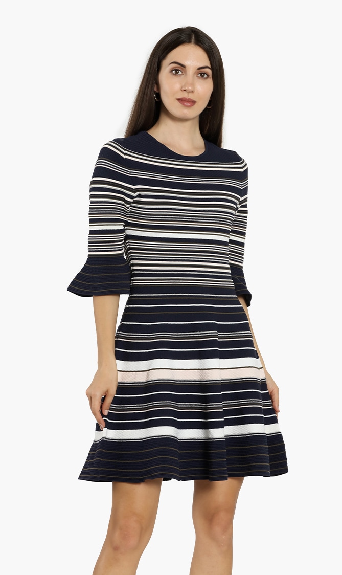 

Ted Baker Tayiny Ottoman Stripe Knitted Skater Dress