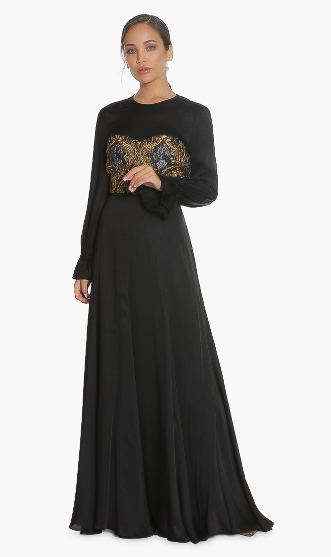 

Paule Ka Jacquard Long Sleeves Dress