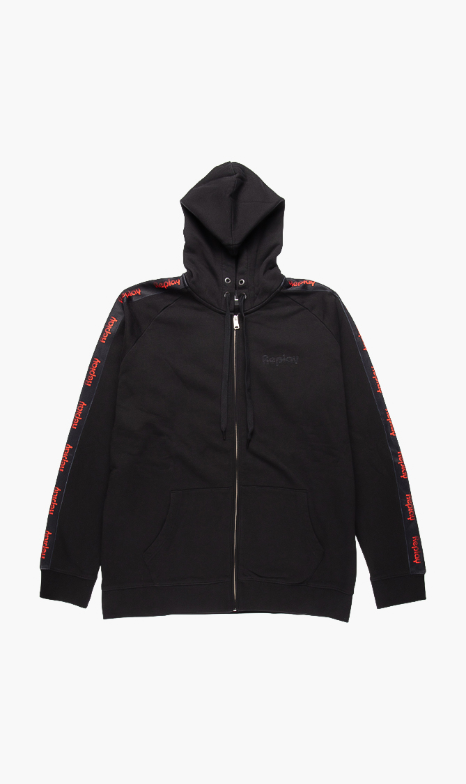 

Logo Tape Zipped Hoody, Black