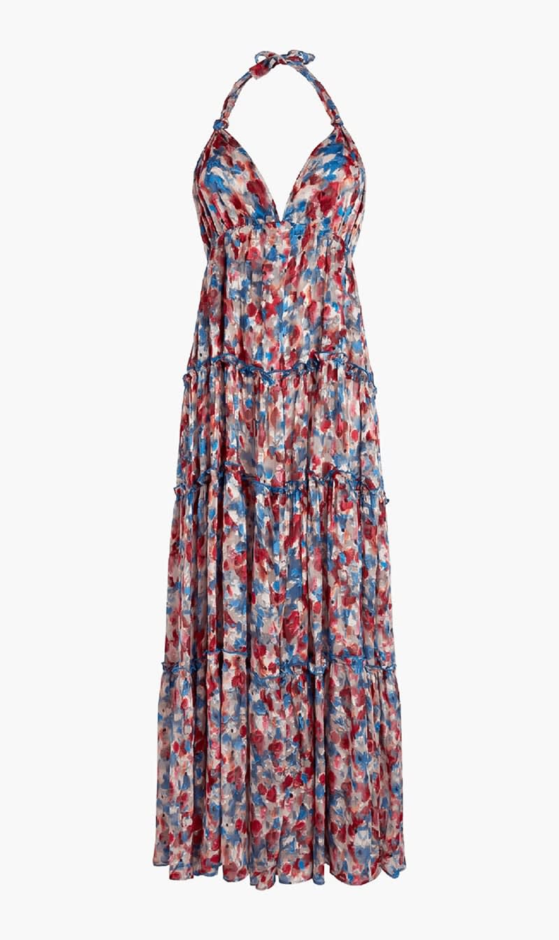 

Vilebrequin Blue Flowers In The Sky Viscose Long Backless Dress for Women | The Deal Outlet