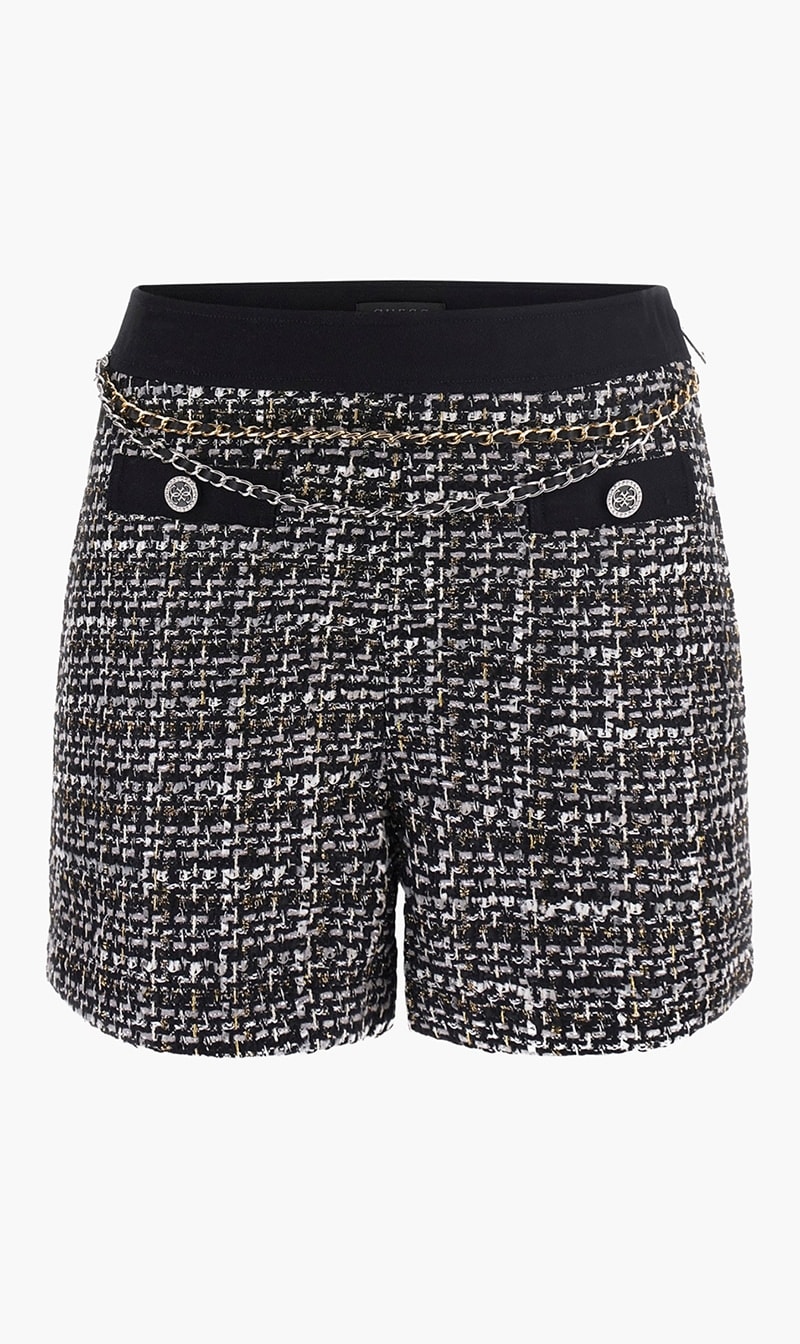

Guess White Yvonne Tweed Shorts for Women | The Deal Outlet