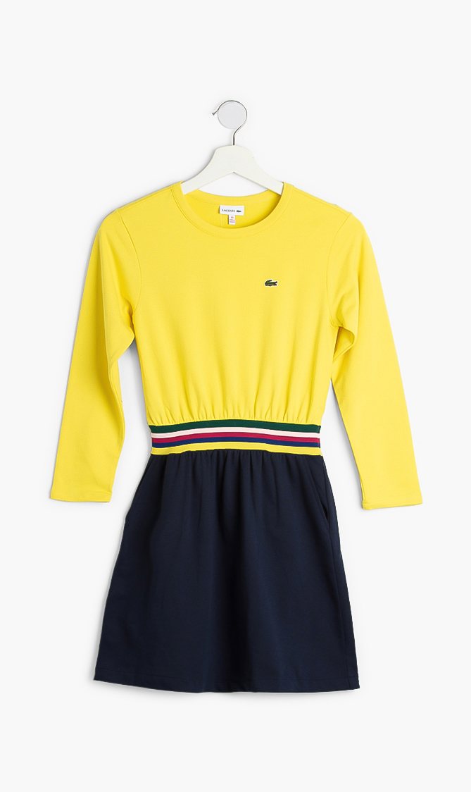 

LACOSTE Striped Waist Colorblock Fleece Dress