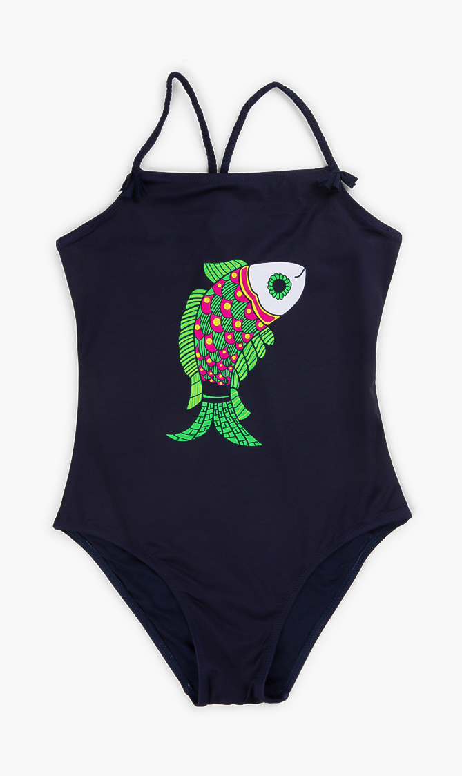 One-piece Sweet Fishes Swimsuit, Blue