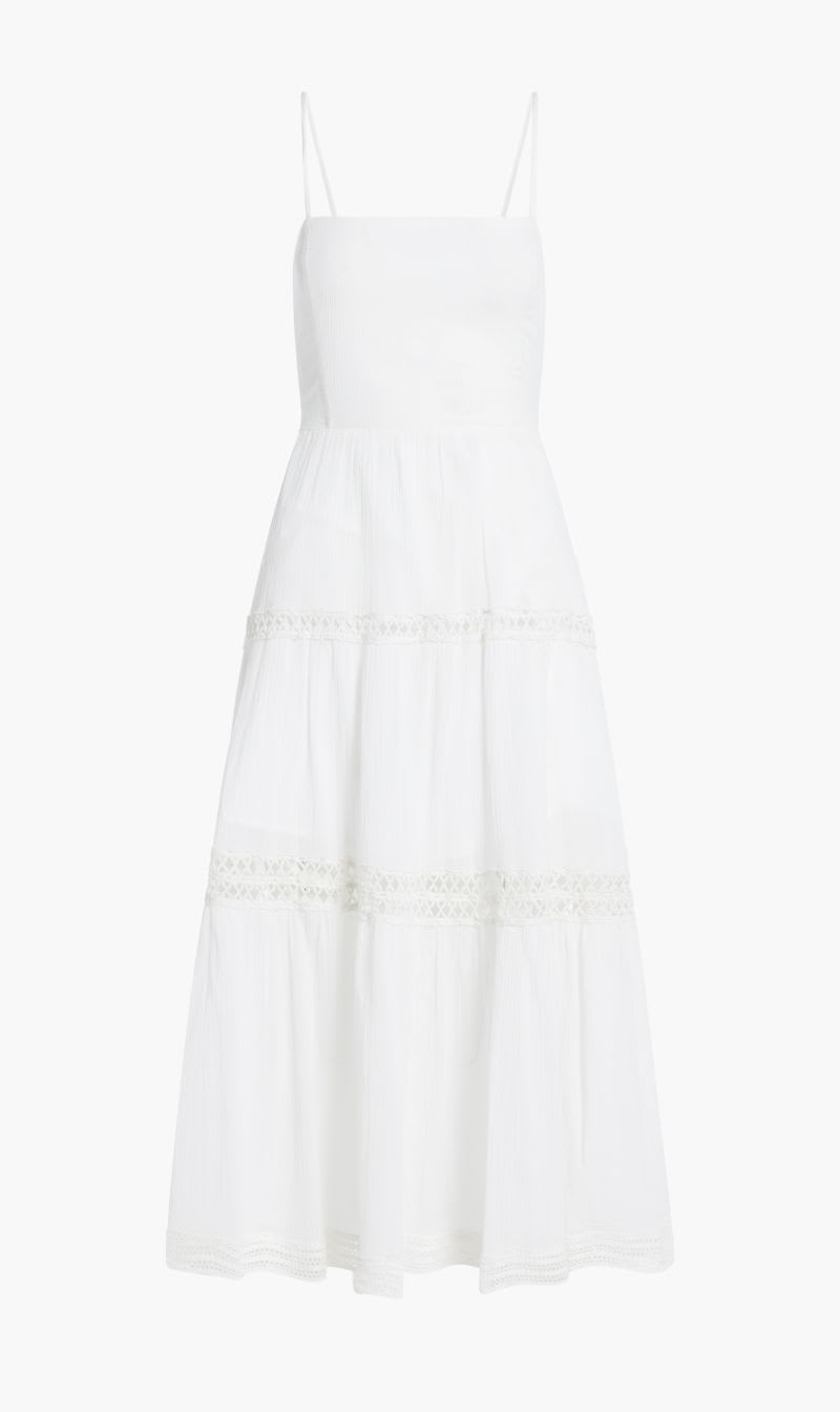 

Guess White Sl Lace Up Long Safa Dress for Women | The Deal Outlet