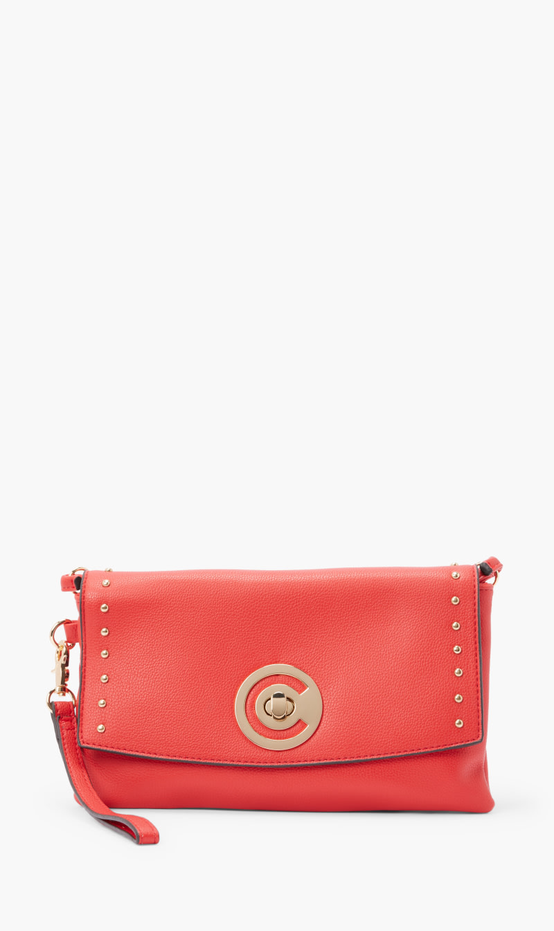 

Solid Leather Crossbody Bag, Red