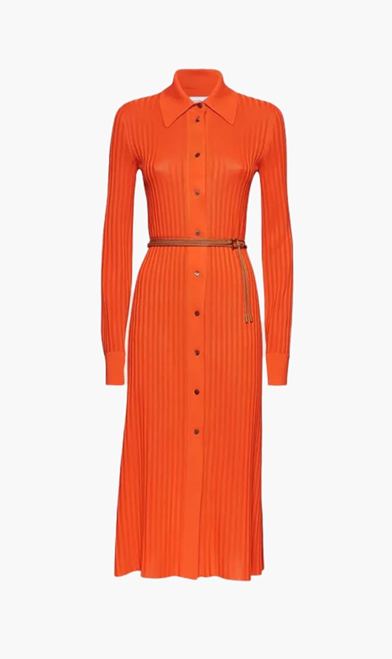 

Salvatore Ferragamo Brown Vi Flat Ribs Dress for Women | The Deal Outlet