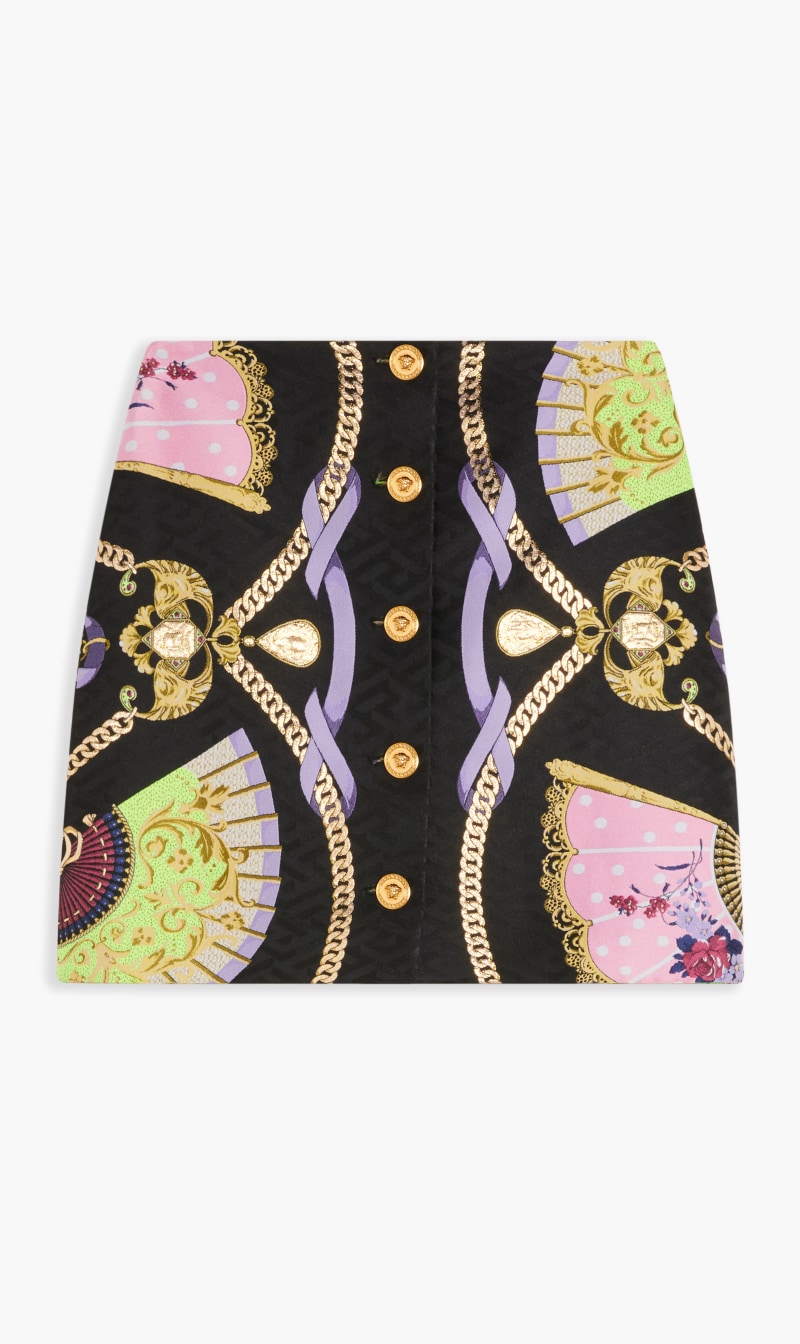 

Skirt A Line Mini Button Ventagli Jacquard, Black