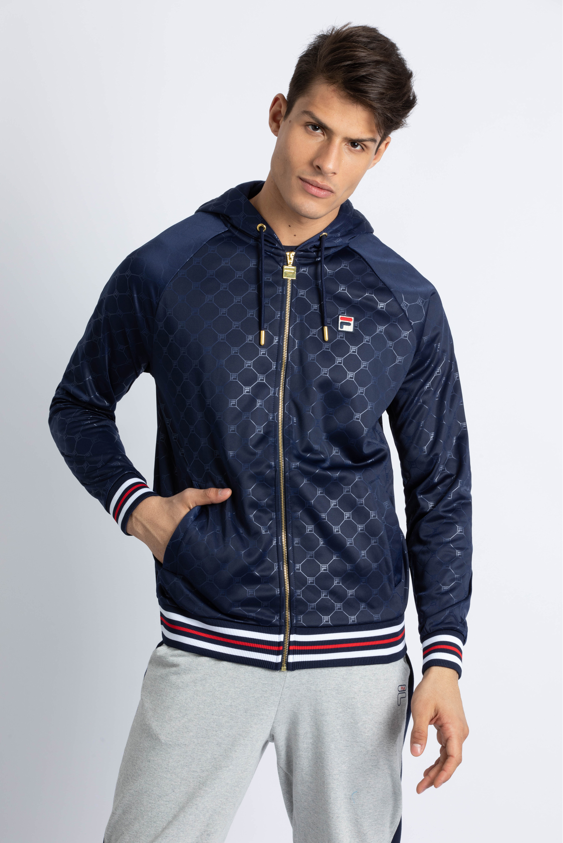 

Fila Royce All Over Logo Print Hoodie
