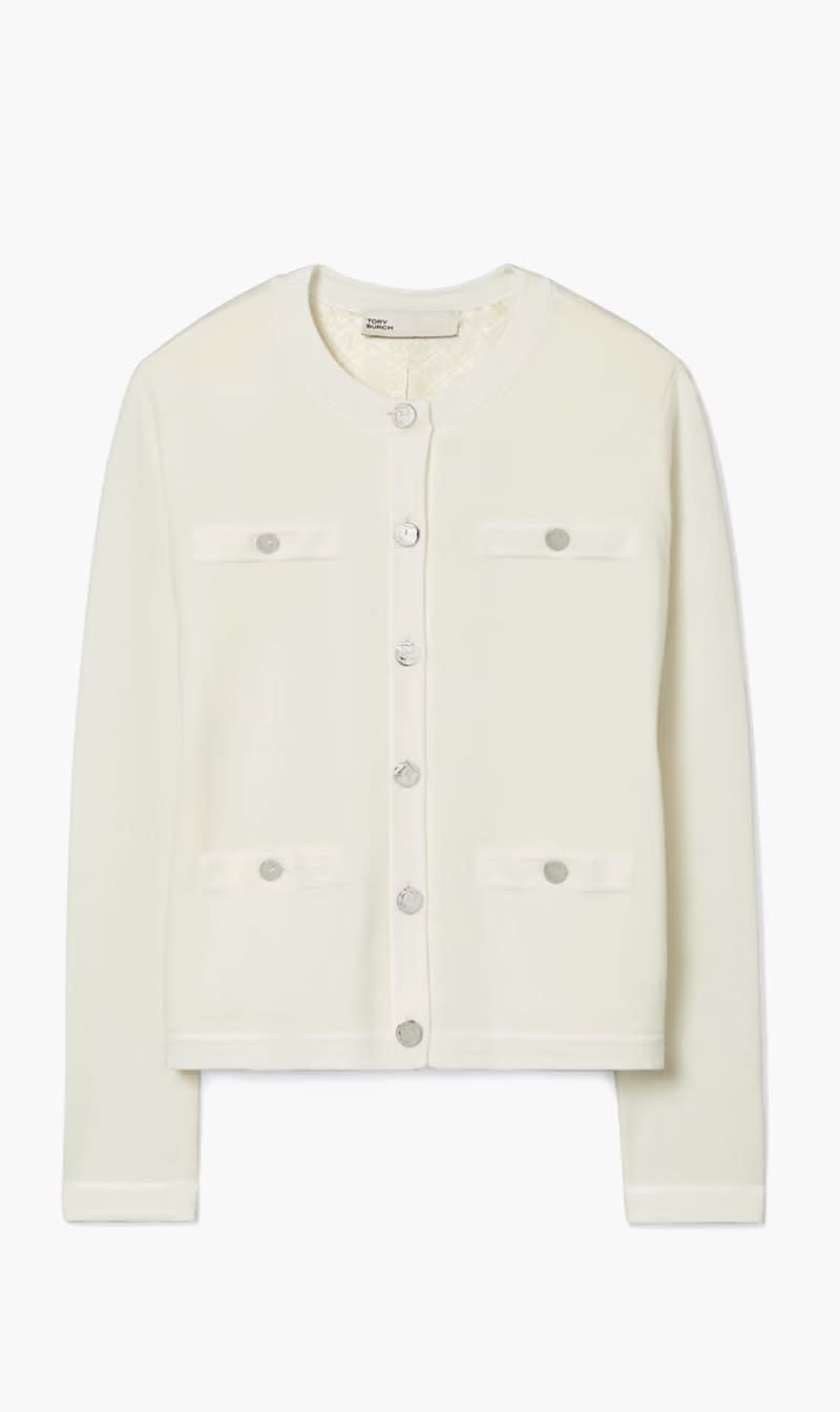 

Tory Burch White Kendra Cardigan for Women | The Deal Outlet