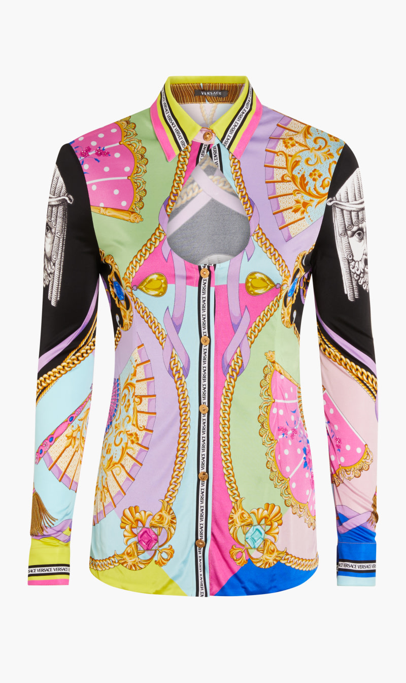 

Shirt Ls Keyhole Fitted Jersey Ao Ventagli Print, Multi-color