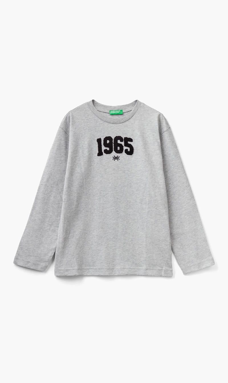Grey United Colors Of Benetton White Organic Cotton T-shirt for Girls