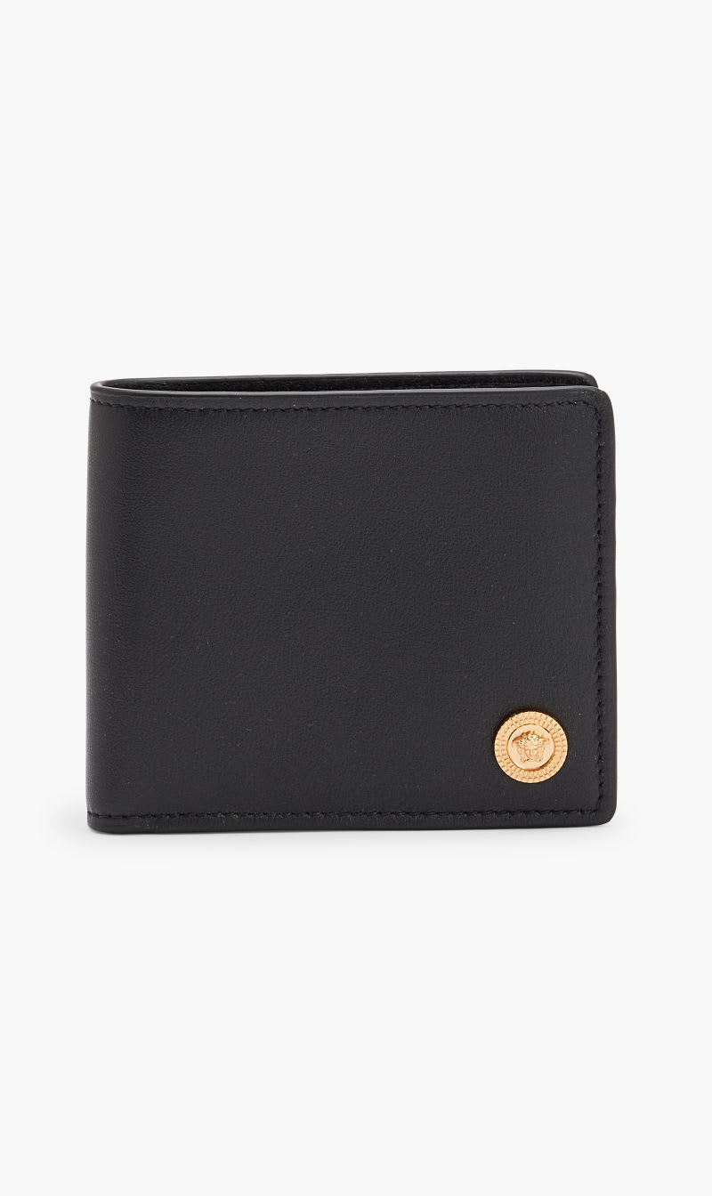 

Versace Black Bifold Wallet Medusa Button for Men | The Deal Outlet