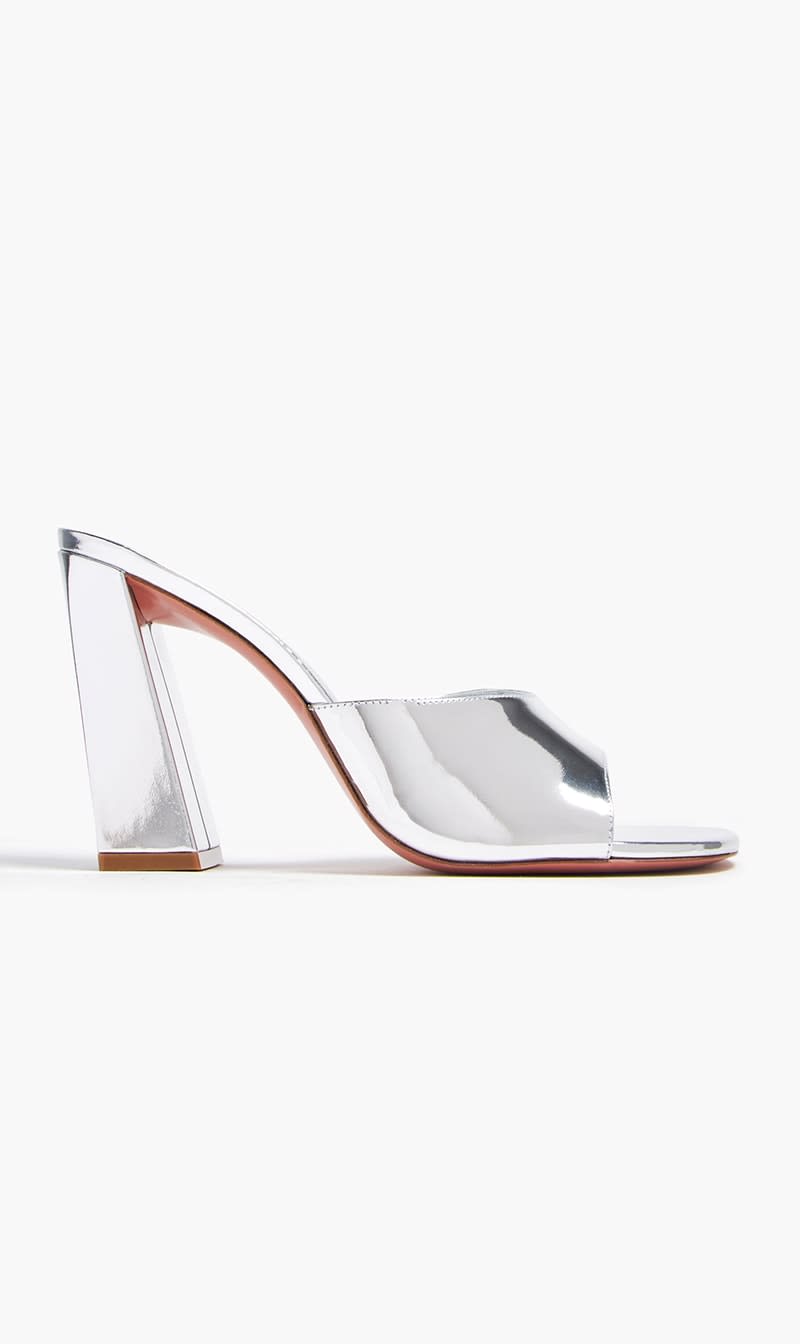 

Amina Muaddi Silver Brigette Slippers for Women | The Deal Outlet