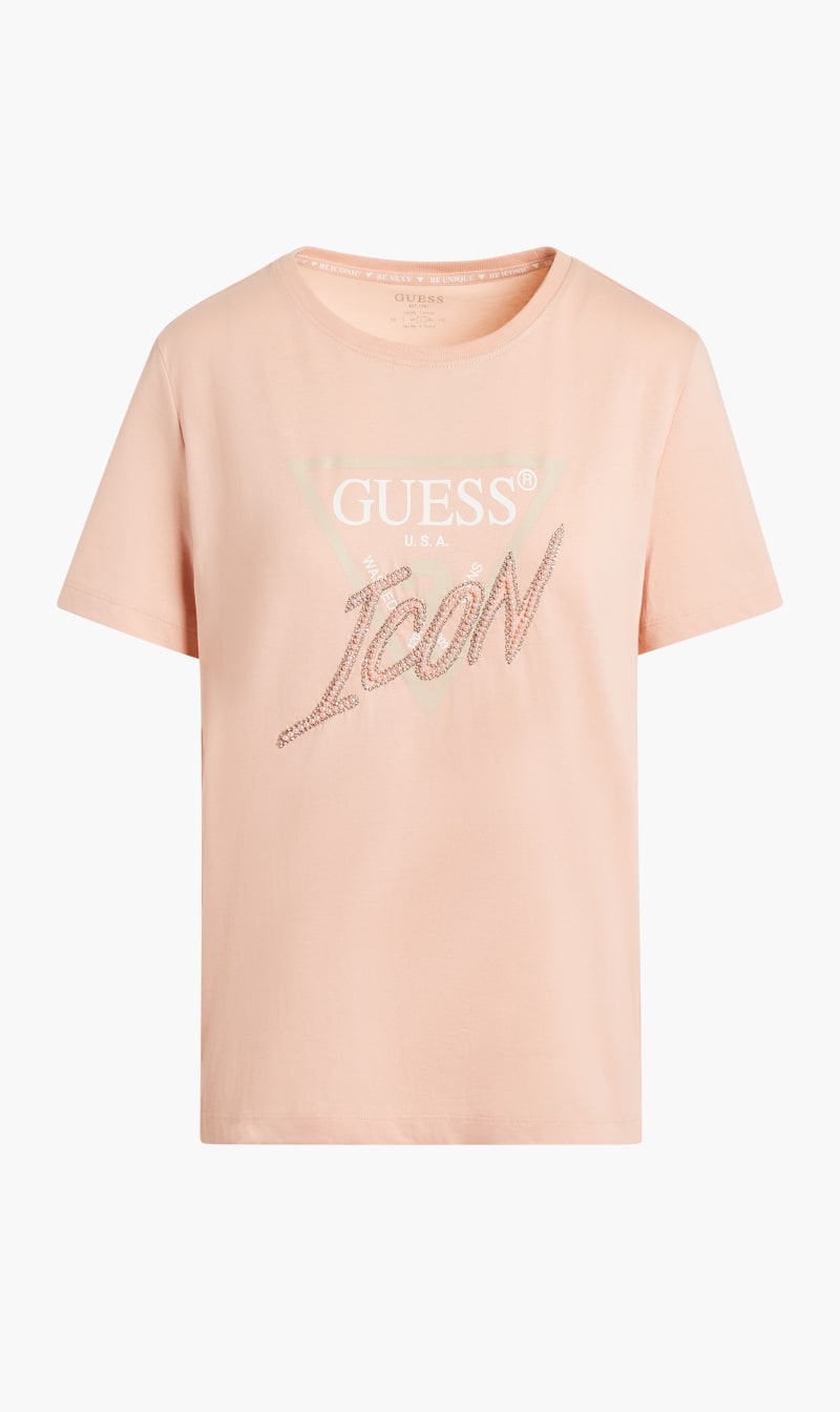 

Guess Pink Short Sleeve Cotton Icon Tee for Women | The Deal Outlet