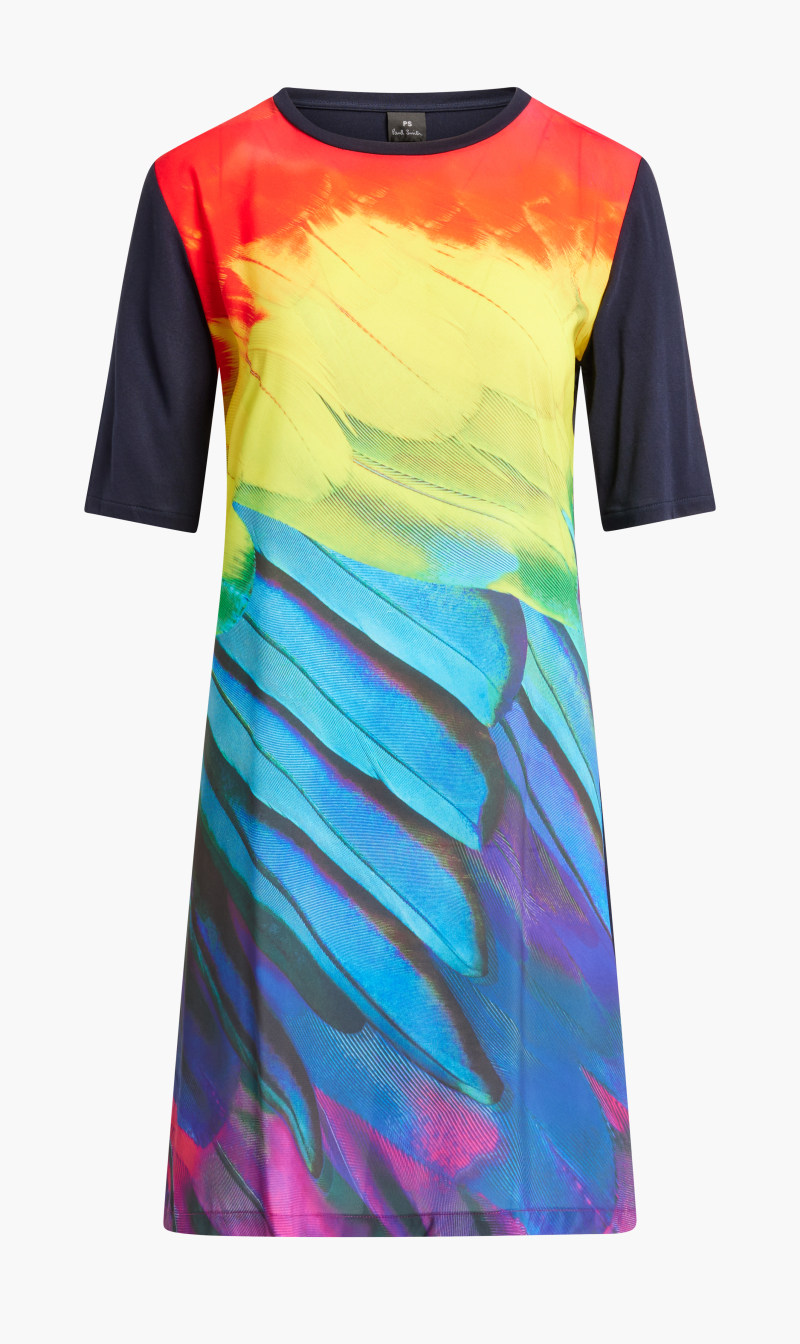 

Short Sleeve Printed Dress, Blue