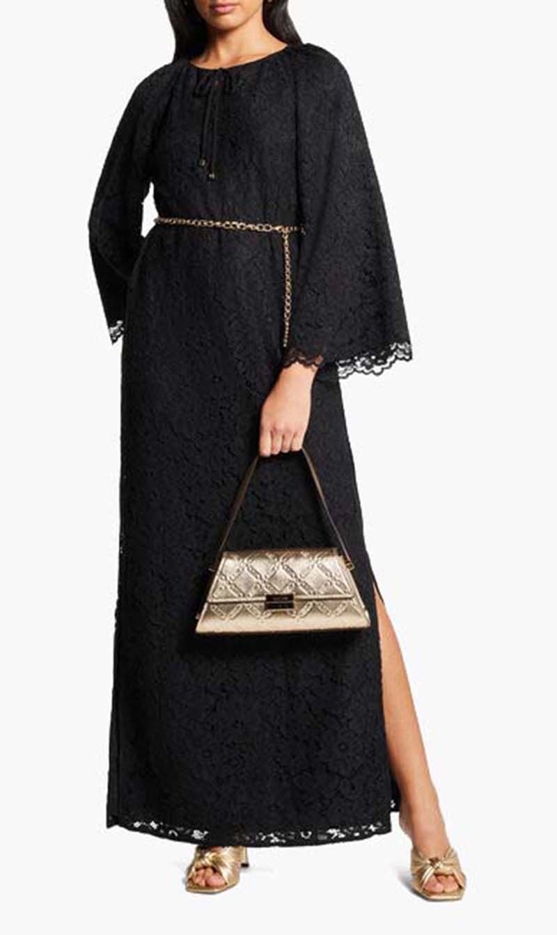 

Michael Kors Black Floral Lace V Neck Kaftan for Women