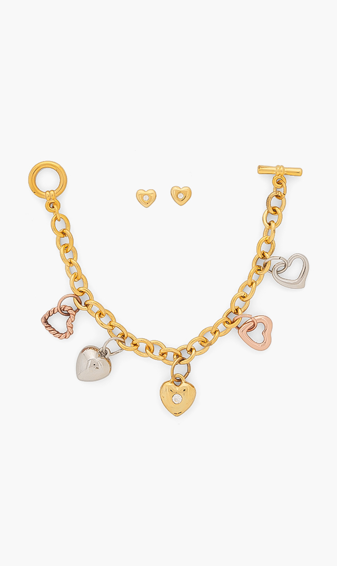 

Time Design Heart Bracelet And Earrings Set