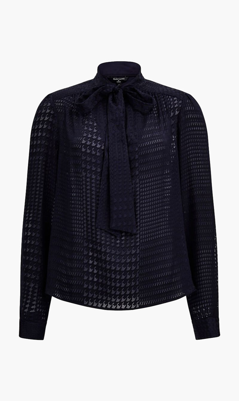 

Guess Blue Millie Blouse - Prince Of Wales Burn Out 130 G for Women | The Deal Outlet