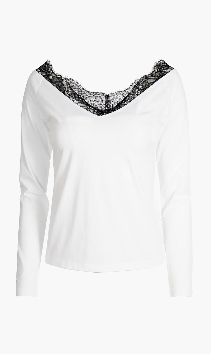 

Lace Neck T-shirt, White