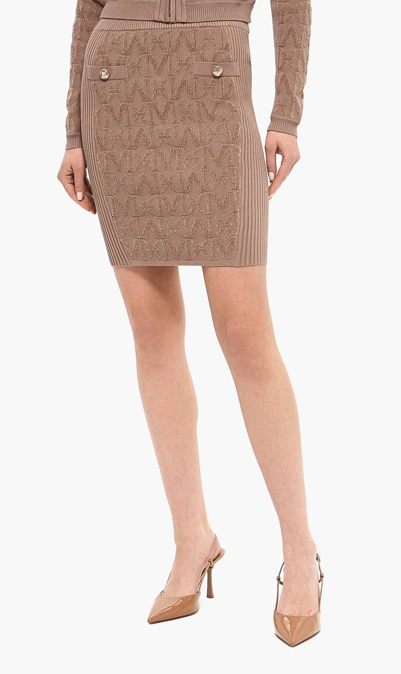 Guess Brown Monogram Sweater Midi Skirt for Women