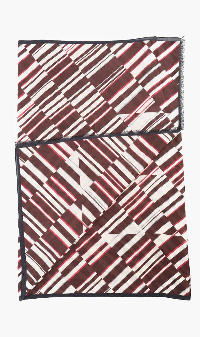 

Printed Cotton Scarf, Brown