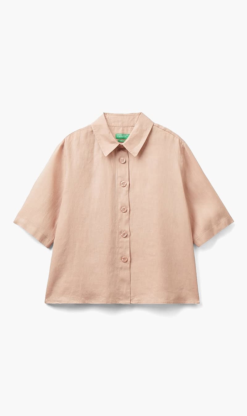 United Colors Of Benetton Pink Linen Shirt for Women