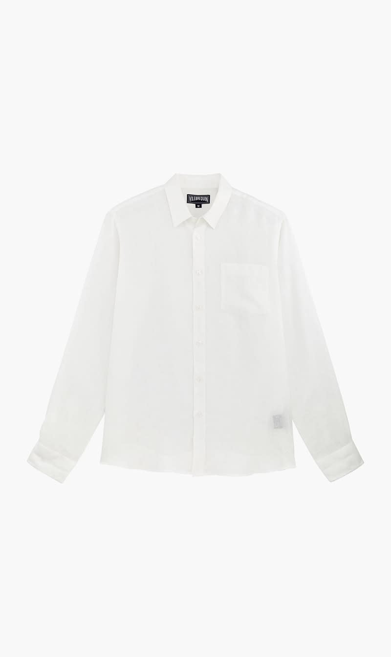 

Vilebrequin White Logo Embroidered Linen Shirt for Men | The Deal Outlet