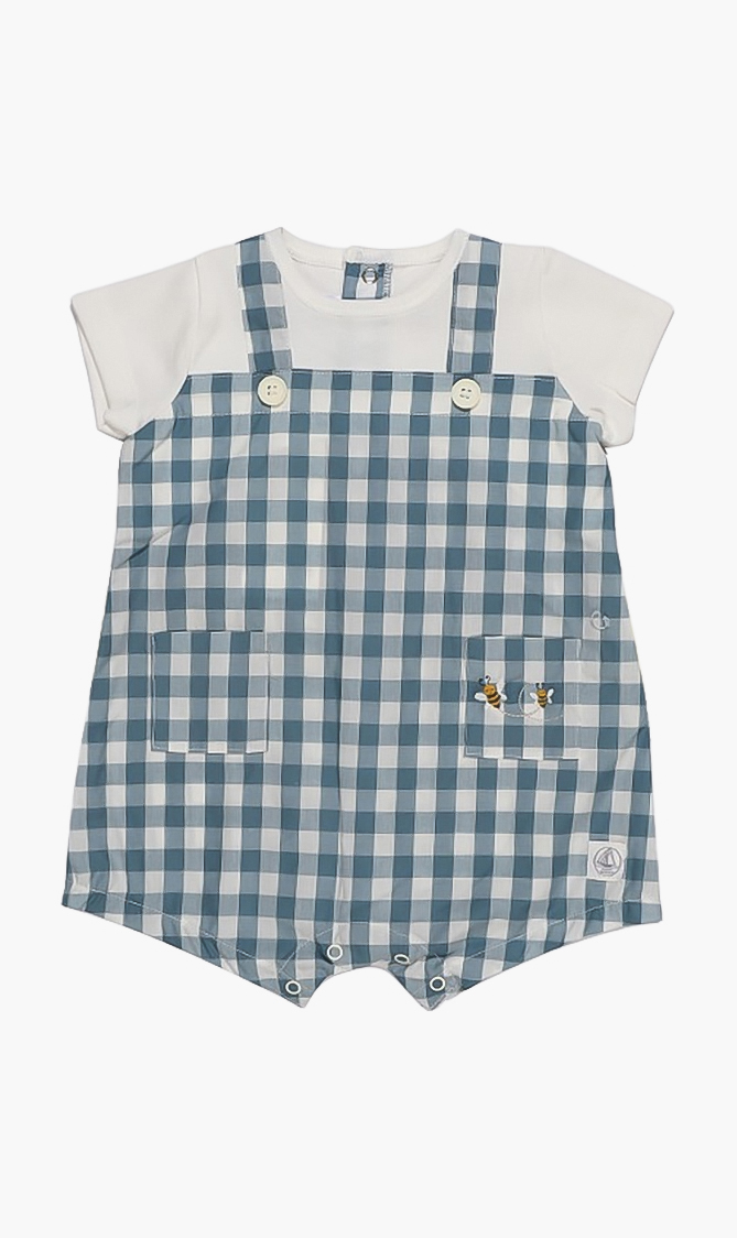 

Checked Poplin Playsuit, Blue