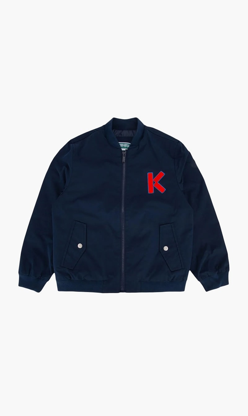 

Kenzo Blue Logo Embroidered Zipped Bomber Jacket for Boys | The Deal Outlet
