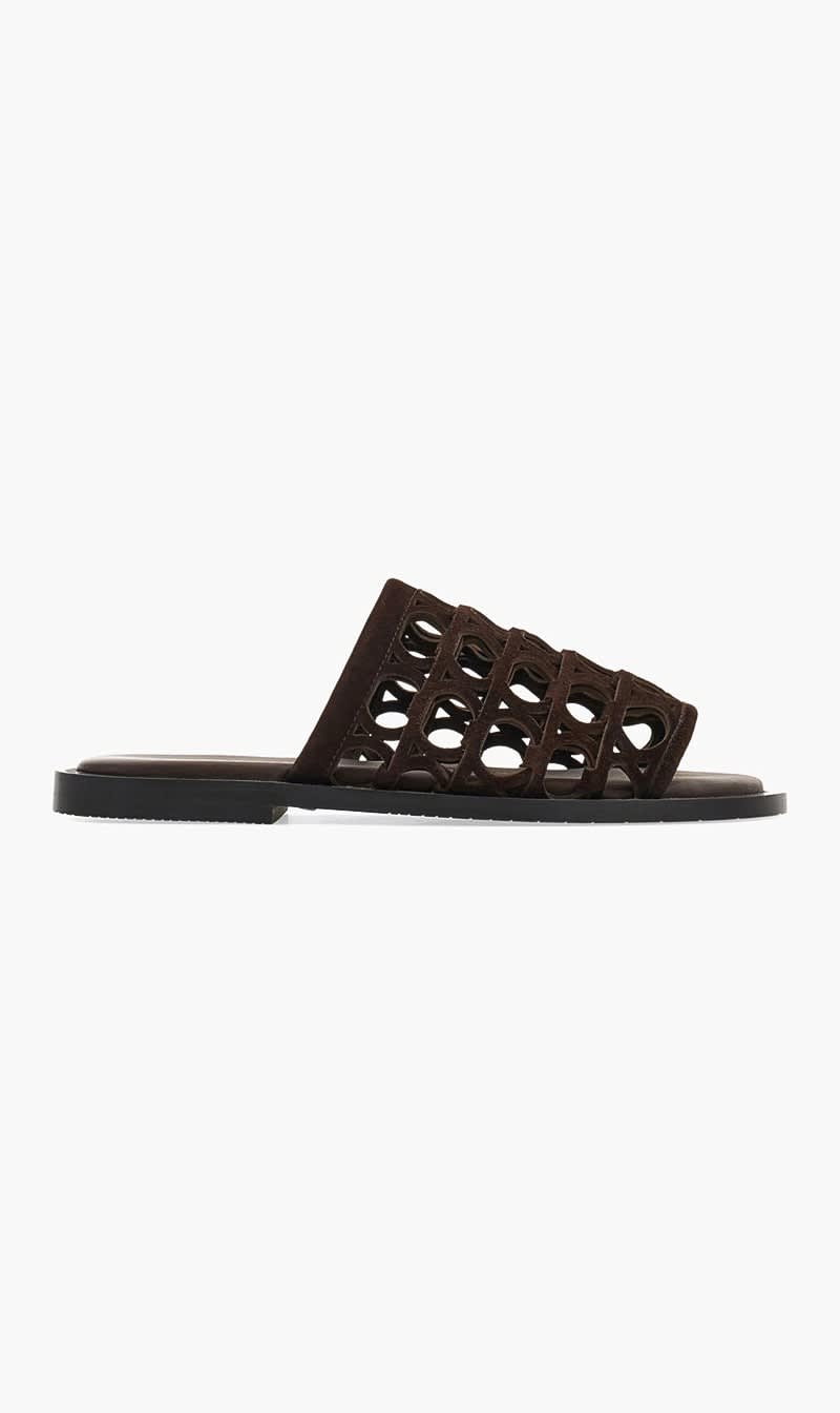 Ferragamo Brown Gancini Sandals for Men