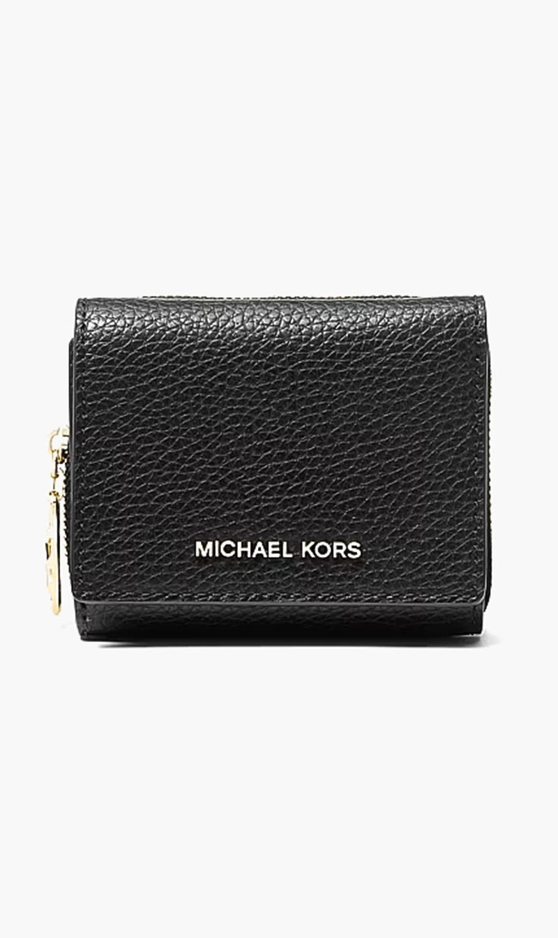 Black Empire Small Leather Tri-fold Wallet for Women
