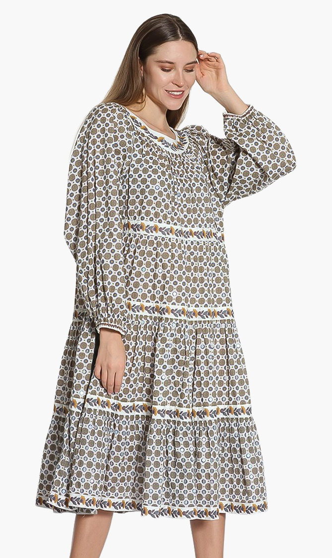 

Tory Burch Printed Puffed-sleeve Dress