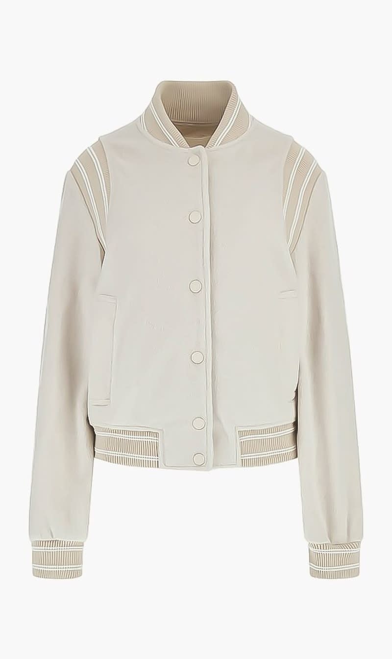 

Guess Beige Gloria Logo Bomber for Women | The Deal Outlet